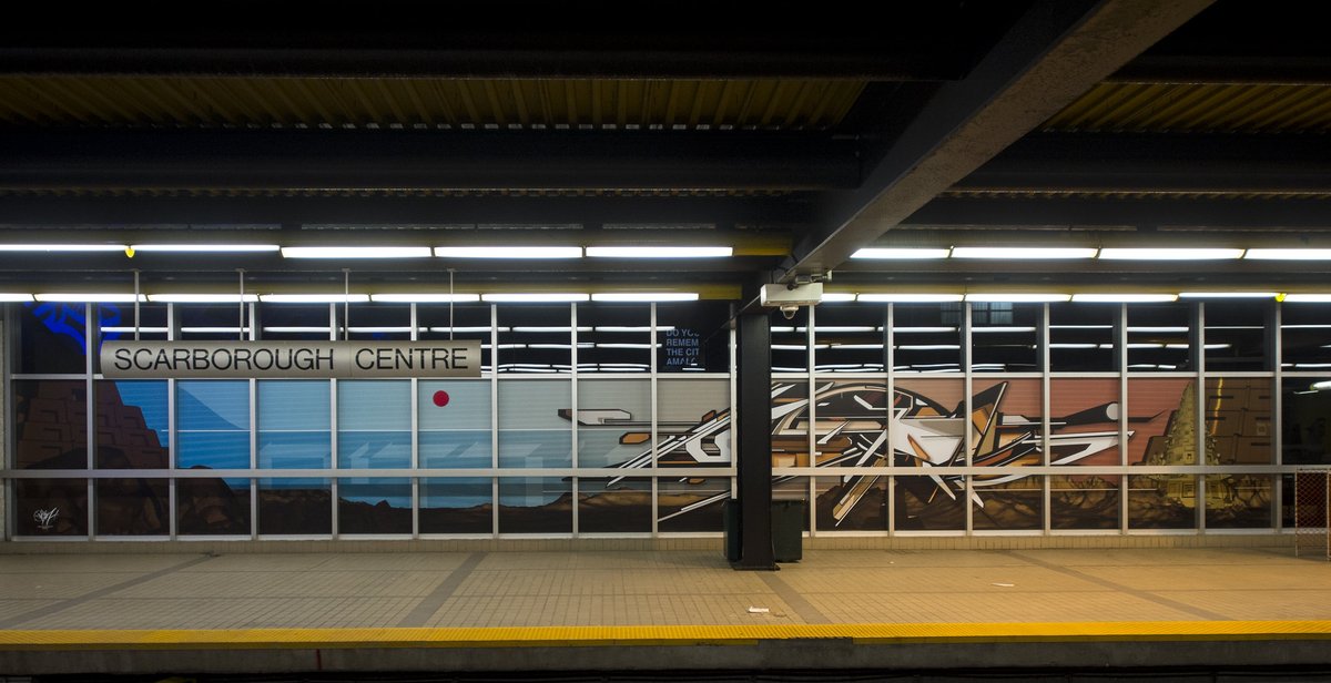 nuitblancheTO's tweet photo. All-night TTC services, maps &amp; road closures: here’s everything you need to know about getting around at Nuit Blanche Toronto 2022.    

https://t.co/jgS07pl1jY

Pictured: Mirrors of Babel - Scarborough Centre Station - Mord’iim, MEDIAH, 2018 https://t.co/PSNeUIMtnZ