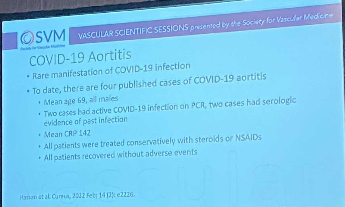 .@AndrewDicksMD presents most unusual case of COVID related aortitis #SVM22 @SVM_tweets