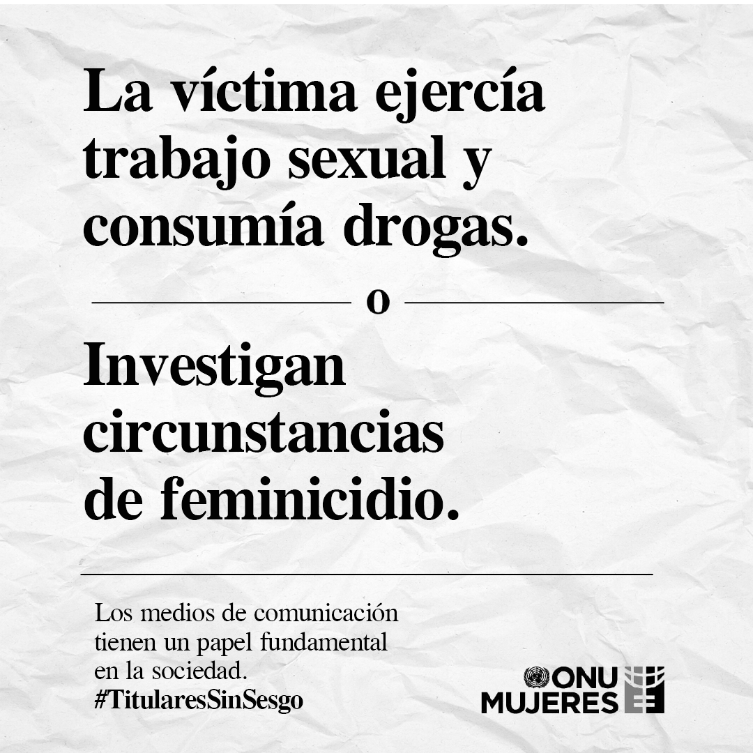 ONUMujeres's tweet photo. 🗞️ Al insinuar que las víctimas tuvieron la culpa debido a su estilo de vida se incide en la revictimización. ​​El papel de los medios de comunicación en la consolidación o destrucción de una cultura sexista es crucial. ​

​No más revictimización, abogemos por #TitularesSinSesgo. https://t.co/iCYYGAdw0N
