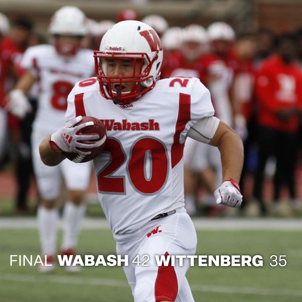 . <a href="/WabashFB/">Wabash College Football</a> earns a 42-35 win at Wittenberg Saturday. Five Little Giants found the end zone with Cade Campbell scoring twice on a 28-yard run and 66-yard reception.

bit.ly/3dT6P6J

#WAF