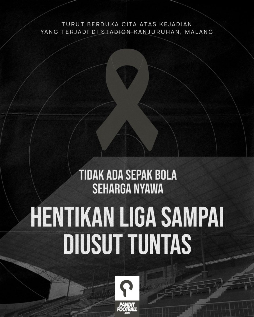 Sedih dan kecewa melihat berita duka untuk sepak bola indonesia di pagi hari ini. Mari kita berbenah dengan hati yang tulus untuk menjadikan sepak bola yang indah, damai, jujur dan lebih baik lagi. #PrayForKanjuruhan