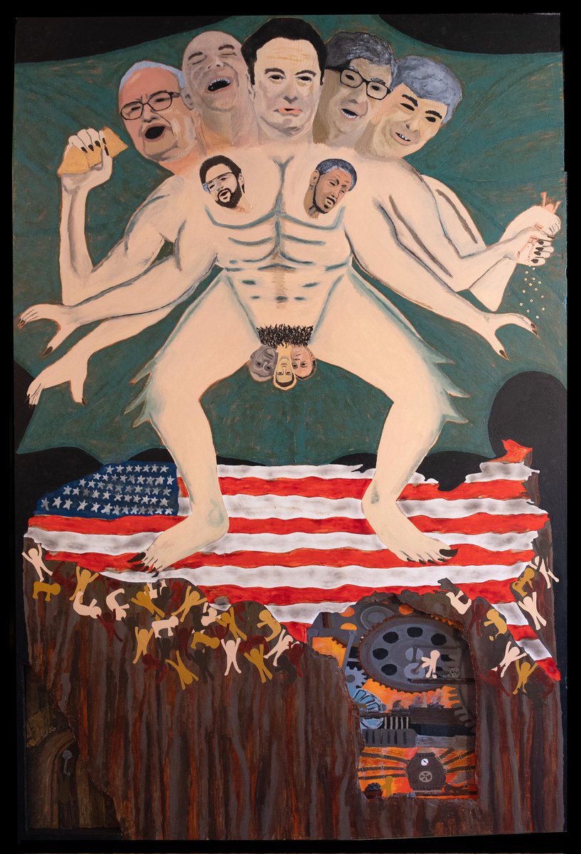 jonnychiarle's tweet photo. Behold I unleash unto the world my new painting
'Mark Zuckerberg is a Dickhead'
Mixed Media, Acrylic and Collage on
Discarded hardboard panel
48 x 72 inches
Part of the Monsters Menagerie art show at Alwun House https://t.co/7C0uOiAUKX