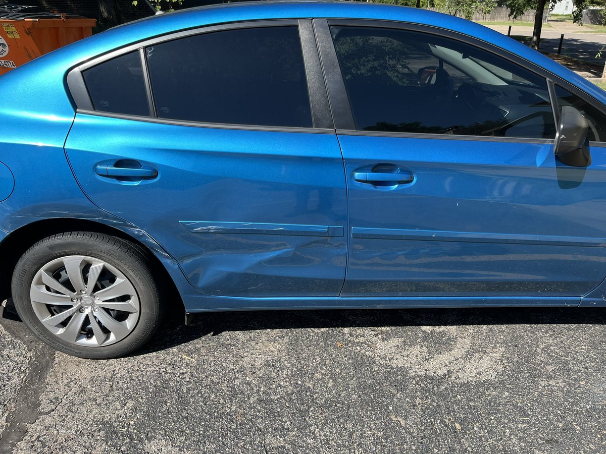 KneisGuy's tweet photo. A brand new car!!! (Door)

Got it back from the body shop today and here’s the damage that they had to fix from a hit and run https://t.co/FlQObvw4km