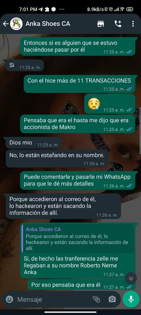 SokinUSDT's tweet photo. (09/17)
Decidi comunicarme con su familiar directamente comentándole el caso, y para ver si me pasaba un contacto directo con el señor Roberto: https://t.co/kLILO5dJuW