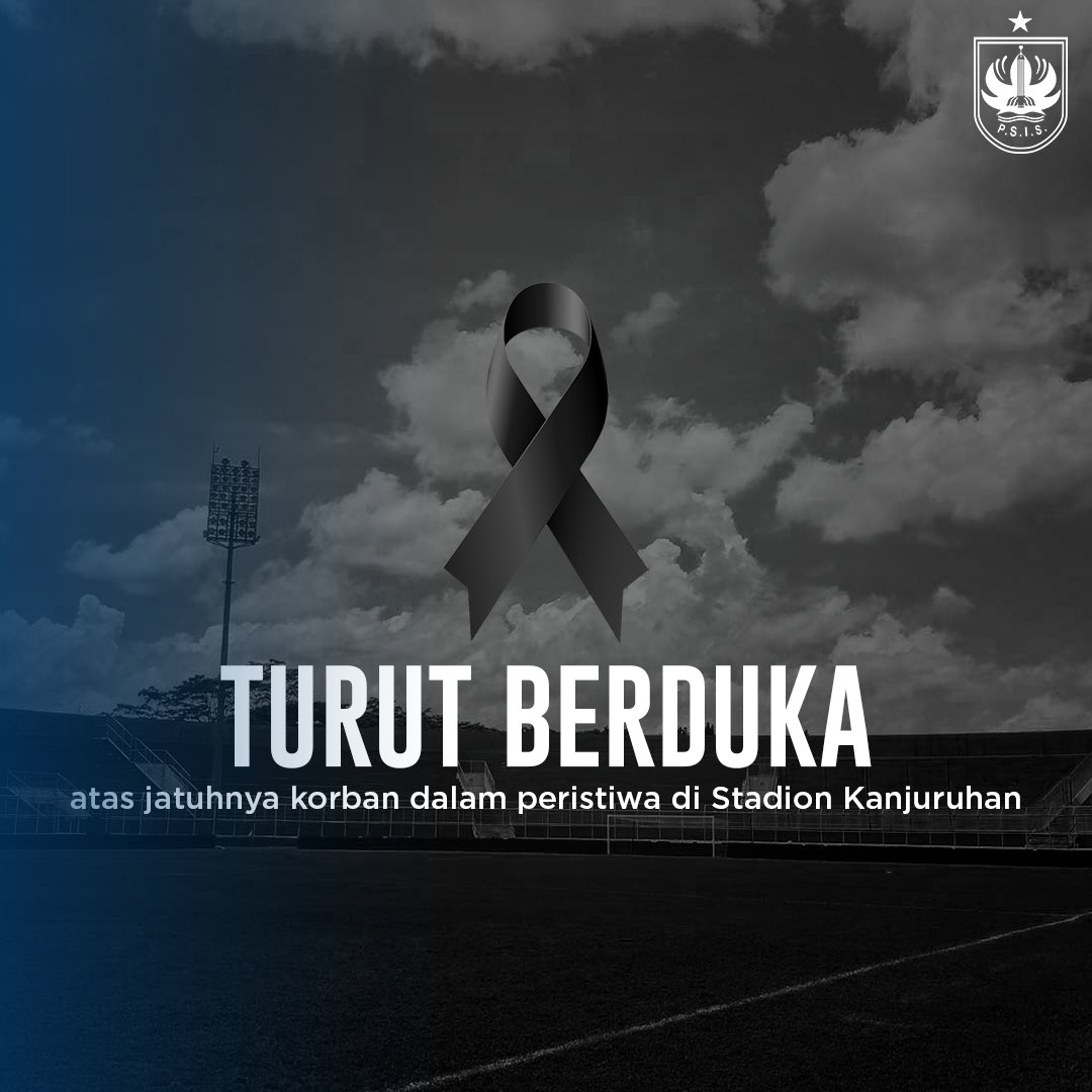 Keluarga besar PSIS Semarang turut berdukacita dalam insiden yang terjadi di Stadion Kanjuruhan. Sejenak kita kirim doa untuk para korban dalam kejadian semalam. 🥀🙏🏼

#PSIS
