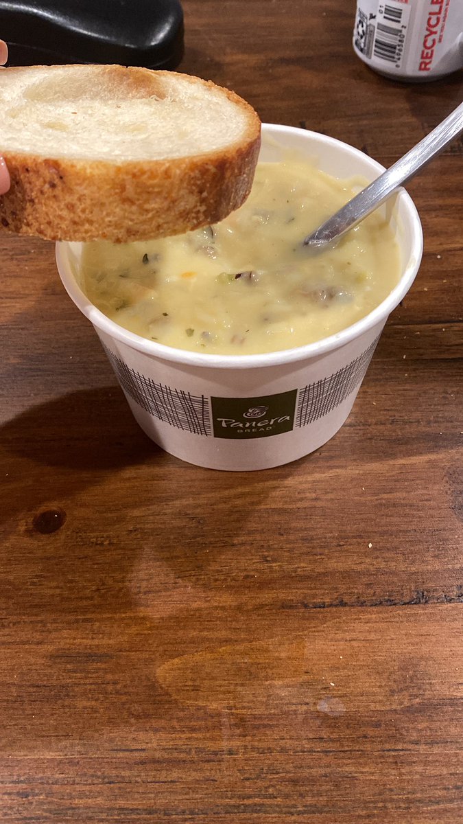 am_arie's tweet photo. is @panerabread trying to cut costs? 😂 this is the “french baguette” that came with my bowl of soup tonight. where is #DannyMeyer when you need him… https://t.co/rG83soBz7E