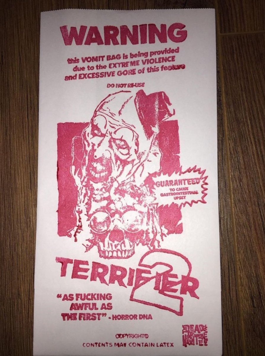 thaisrrifier's tweet photo. a film festival is giving VOMIT BAGS for people going to watch Terrifier 2

you've got my attention. you've got all of my attention. completely. tell me more. https://t.co/d76xMNMBvw