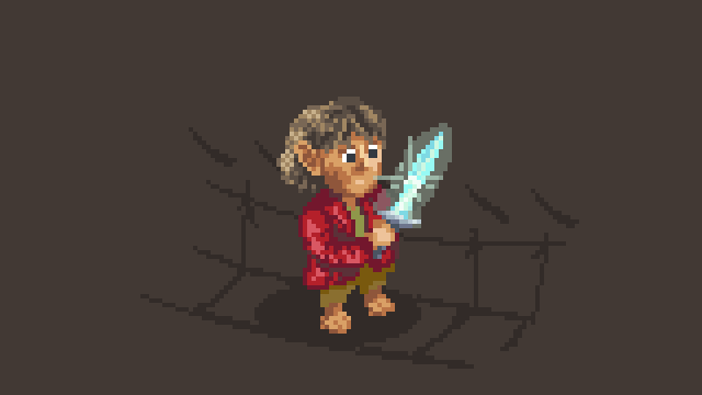 Elven blades #glow 🧝‍♂️
 #pixel_dailies  Bilbo sketch  <a href="/Pixel_Dailies/">Pixel Dailies</a> 
#dailyart #oixelart #aseprite
