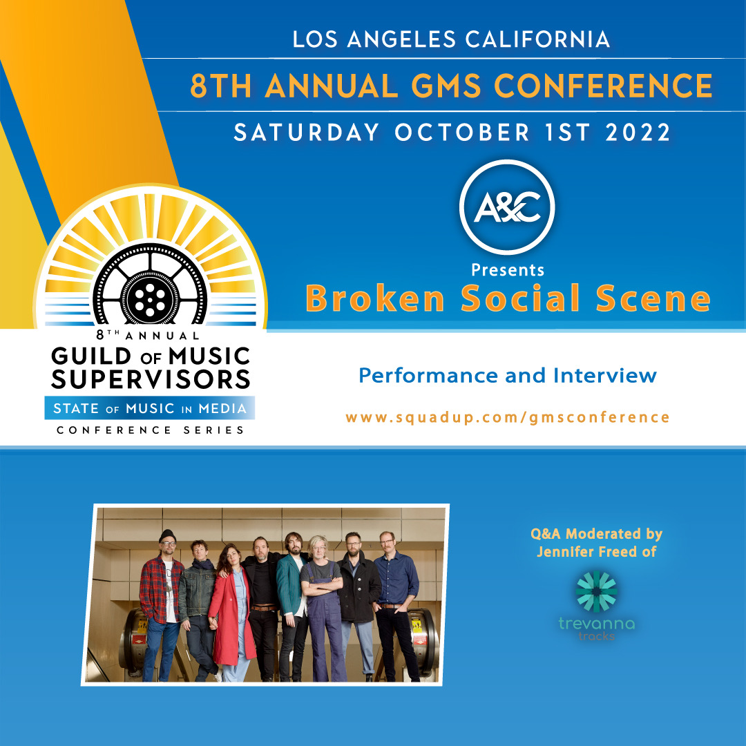 guildofmusic's tweet photo. HAPPENING TONIGHT AT 8!
Musical performance and interview with the band Broken Social Scene
Moderated by Jennifer Freed of Trevanna Tracks
Presented by Arts and Crafts
#GMSCon2022 #musicsupervisor #JoinGMS https://t.co/7lfCabmSX3