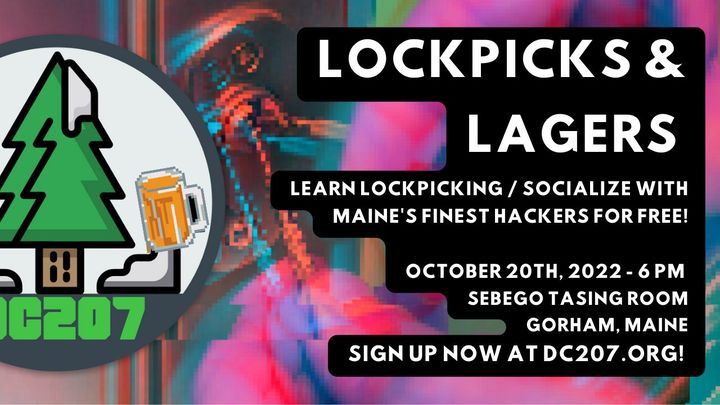 dcg207's tweet photo. New month, new #DC207! Join us on the 20th of October to learn #lockpicking, #safecracking, lock bypassing and more while you socialize with #Maine hackers. Lockpicks will be available to borrow (or take home with a donation). Sign up @ https://t.co/pUNQQSXQtl ! #dcgroup #defcon https://t.co/ha88Htbp9X