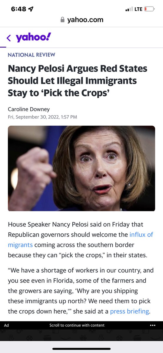 BenMora3rd's tweet photo. Nancy Pelosi really care about immigrants. She wants them to pick crops ???😳🤮👀 Pay attention America https://t.co/vRelJD54Dd