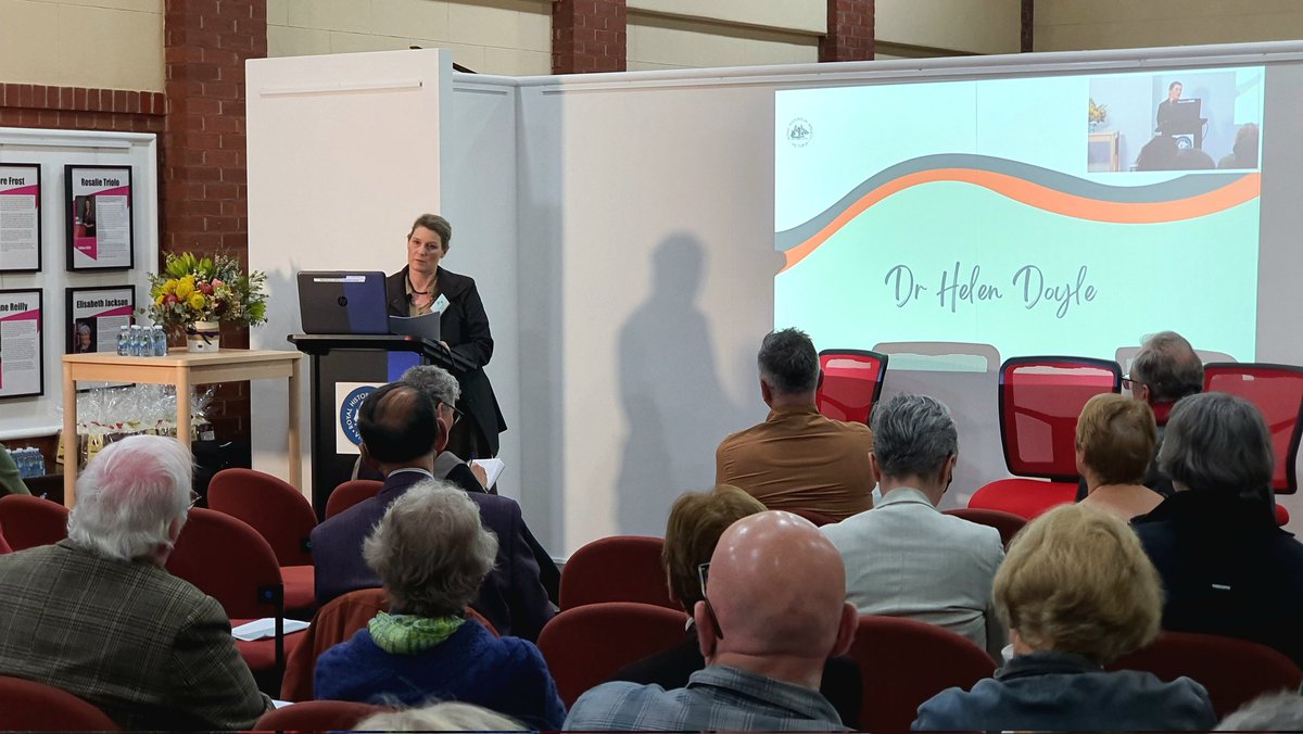 HelenStitt3's tweet photo. Uncomfortable rivals - Dr Helen Doyle unpacks the impact of the 1872 Education Act on the Irish Catholic community in Victoria and the efforts to retain local schools for Catholic children. 
At RHSV's 'Free, Secular, Compulsory' conference.
@PHAVicTas 
#History 
@historyvictoria https://t.co/kDJjBo64YM