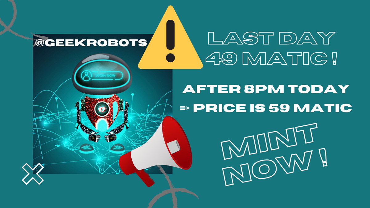 geek_robots's tweet image. 🚨Day 4 of communication &amp;amp; already price moving up tonight for #geekrobots 49 Matic =&amp;gt; 59 Matic

Don&apos;t miss it - join #geekrobotsArmy 🚀

For $1,000 Giveaway: RT + Follow + Do 3 tasks: gleam.io/rF71e/geek-rob…
