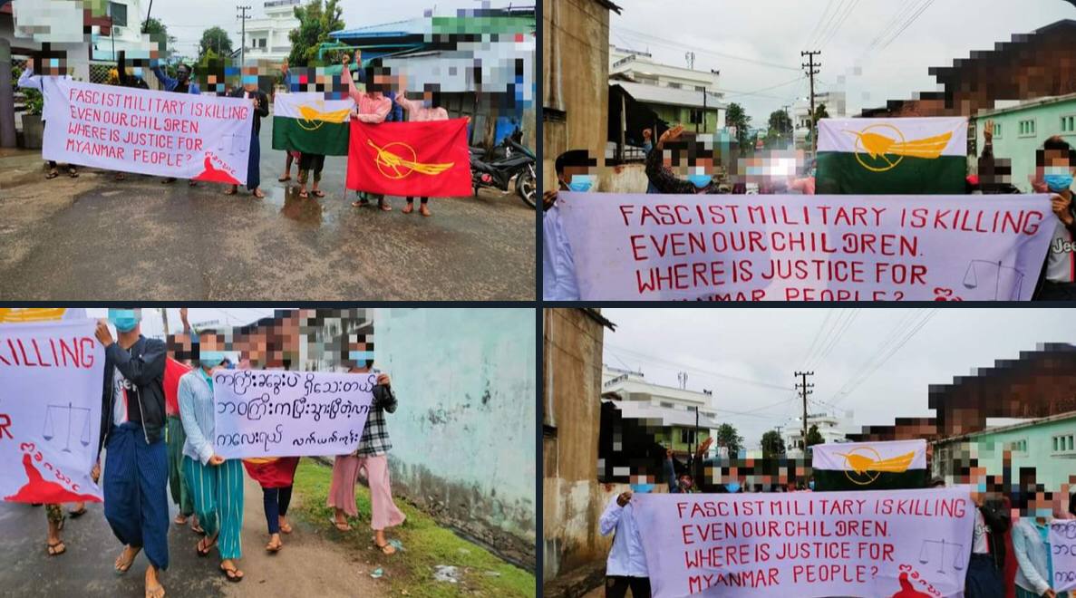 The main strike, led by the Monywa People, marched today to show their solidarity against terrorist regime.  #2022Oct2Coup #WarCrimesOfJunta #WhatsHappeningInMyanmar
