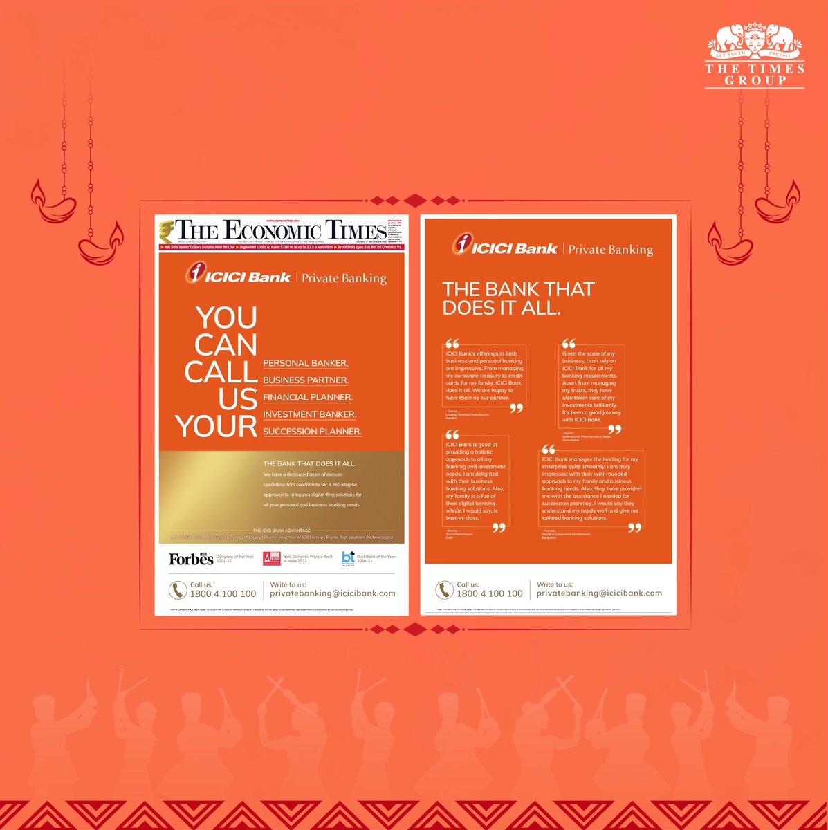 TimesResponse's tweet photo. The seventh day of Navratri is associated with the colour orange which represents energy and positivity in the world of marketing, aptly brought out in this ad by ICICI. 

#ColoursOfNavratri #PowerOfPrint #Navratri2022 #Timesresponse #ImpactfulAds https://t.co/s78UBKDMdE