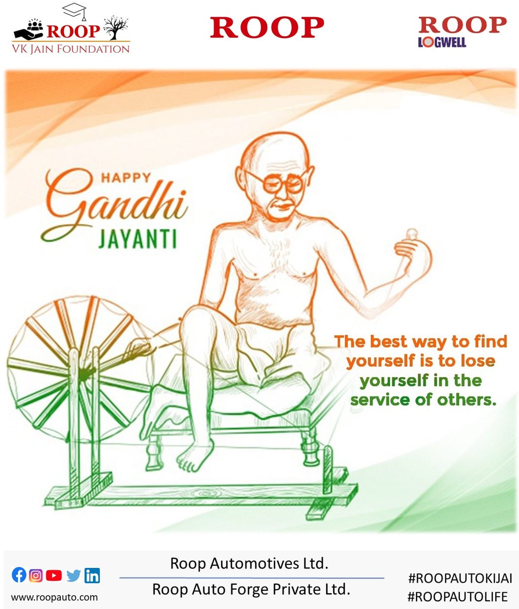 TODAY is a reminder of selflessness and non violence.  Let this day be a reminder that the best way to exist in this world is by CO EXISTING. 
 HELP EACH OTHER TO MAKE THE WORLD HAPPIER AND BETTER
#gandhijayanti #fatherofnation🇮🇳 #roopautolife