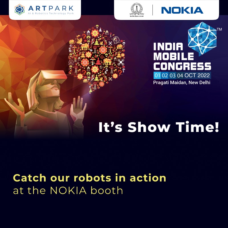 NokiaIndia's tweet photo. Our strategic partnership with @artparkindia IISc fosters AI &amp; ML advancements with next-generation networks to develop applications that address challenges in robotic teleportation and advanced warehouse automation.

Watch our robots at @exploreIMC 

https://t.co/YJABTqxkza