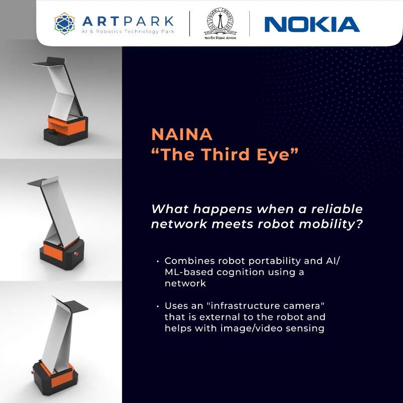 NokiaIndia's tweet photo. Our strategic partnership with @artparkindia IISc fosters AI &amp; ML advancements with next-generation networks to develop applications that address challenges in robotic teleportation and advanced warehouse automation.

Watch our robots at @exploreIMC 

https://t.co/YJABTqxkza