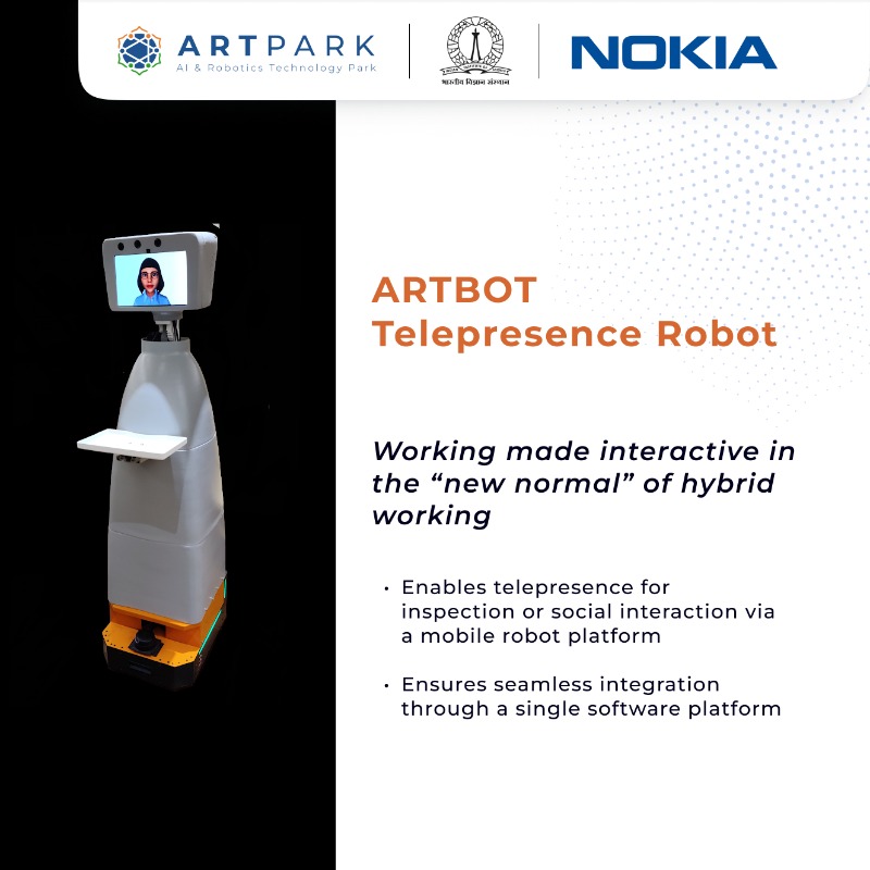 NokiaIndia's tweet photo. Our strategic partnership with @artparkindia IISc fosters AI &amp; ML advancements with next-generation networks to develop applications that address challenges in robotic teleportation and advanced warehouse automation.

Watch our robots at @exploreIMC 

https://t.co/YJABTqxkza