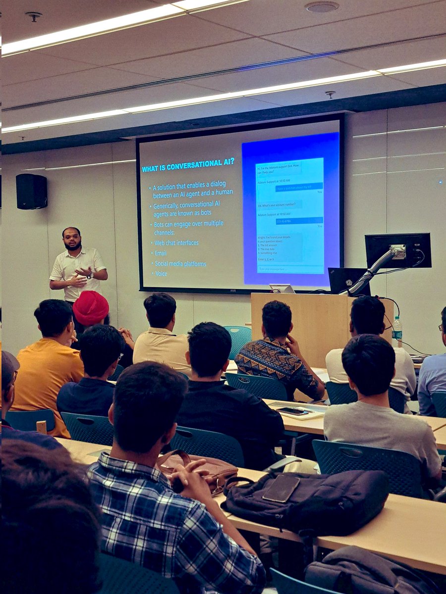 KasamShaikh's tweet photo. 🎙️An awesome Saturday spent with presenting a talk on #ChatBots, @Azure #bot service &amp; #powervirtualagents 🤖
to a wonder audience 👩‍🎓👨‍🎓at #aimldaymumbai organized by @azdevindia at @Microsoft Office,#Mumbai @nilexshinde 

#dearazure #azure #aiforall #MVPBuzz #mct #MicrosoftEvent https://t.co/TUjHVLyT6H