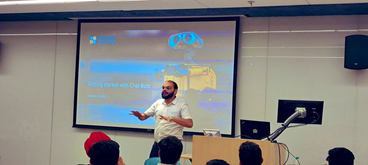 🎙️An awesome Saturday spent with presenting a talk on #ChatBots, @Azure #bot service & #powervirtualagents 🤖
to a wonder audience 👩‍🎓👨‍🎓at #aimldaymumbai organized by @azdevindia at @Microsoft Office,#Mumbai @nilexshinde 

#dearazure #azure #aiforall #MVPBuzz #mct #MicrosoftEvent