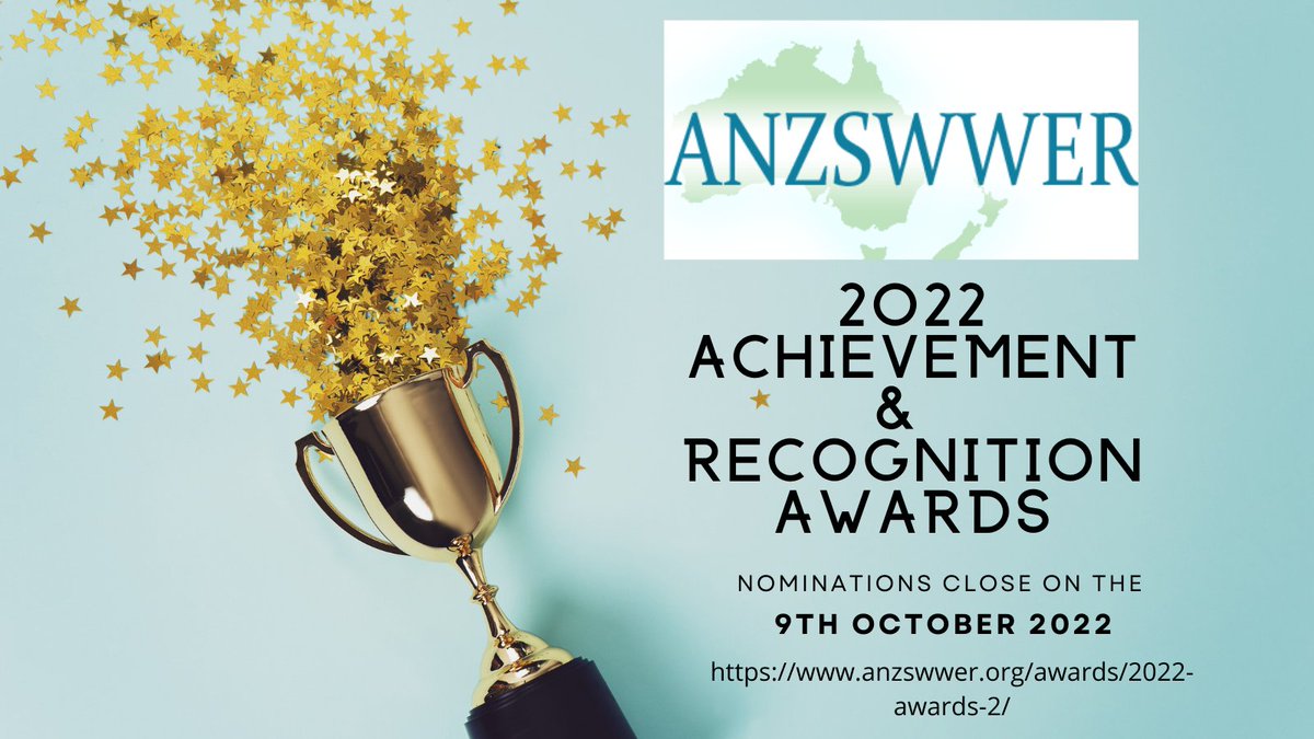 ANZSWWER's tweet photo. 1 Week to go! ANZSWWER is calling for nominations for the Annual #ANZSWWER Achievement & Recognition Awards - Get your nominations out! See the categories & information on nominating here π https://t.co/y2ujYJes7v https://t.co/KhdkXpCyhH