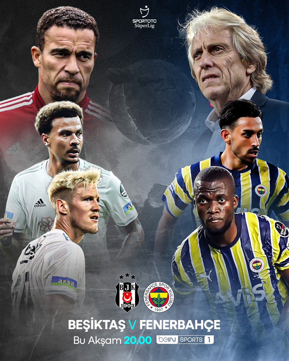 🔥 #SporTotoSüperLig'de sezonun ilk derbisi! #OlmazsanOlmaz ⚫⚪ Beşiktaş x Fenerbahçe 🟡🔵, #BJKvFB 🏟️ Vodafone Park 📺 #beINSPORTS 1 ⏰ 20.00