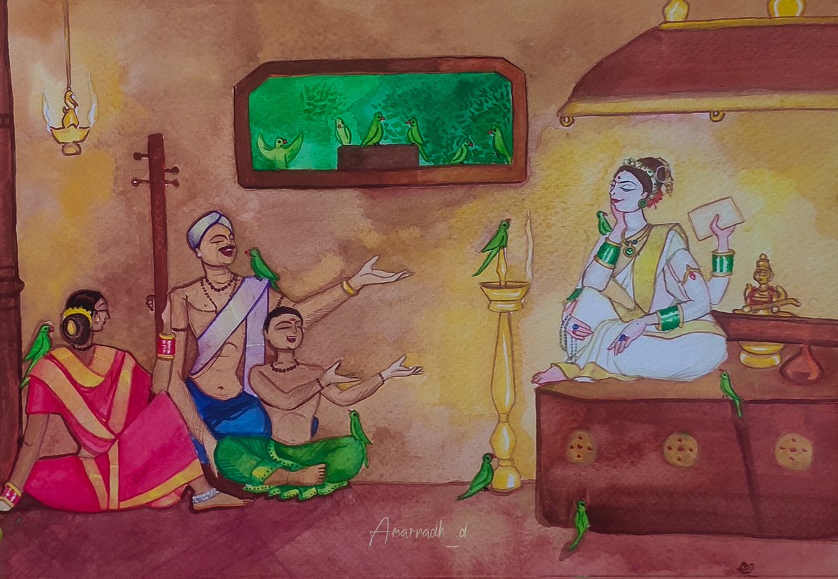 Amarnadh_d's tweet photo. A vidhvans family serving the goddess of arts vani with their art. Saraswati calmly enjoying her 'Glory' in their voice and mind.
#AmarArts #DeviSeries https://t.co/OVlbI51Q94