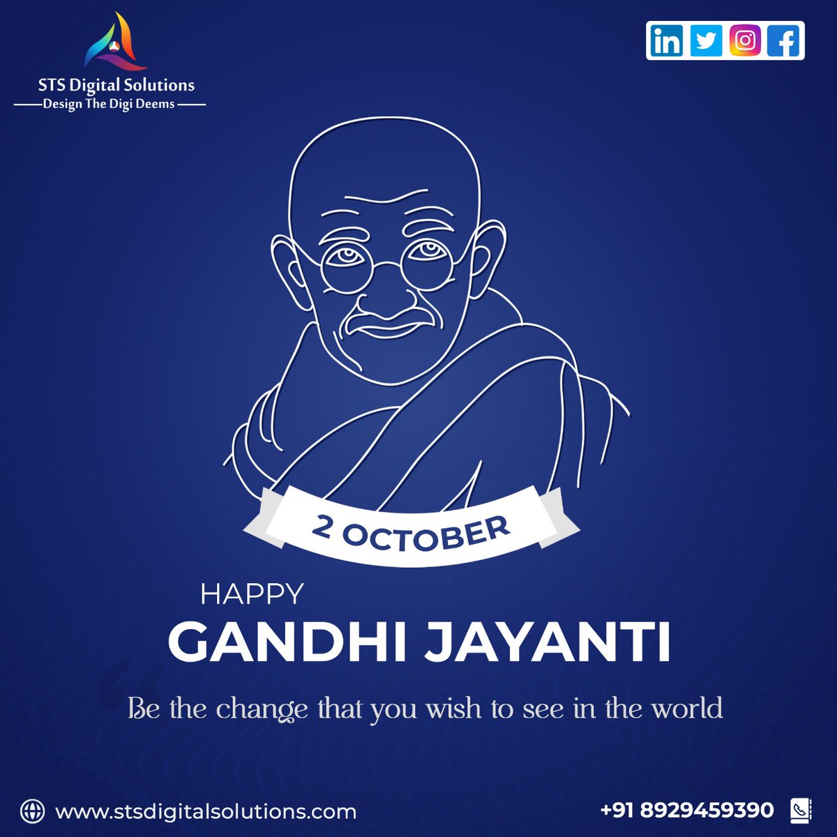 STS_Digital's tweet photo. Let’s remember the legend of the nation, Mahatma Gandhi, on his birth anniversary.

Wishing you a Happy Gandhi Jayanti!

#gandhijayanti #mahatmagandhi #gandhi #india #gandhiji #october #happygandhijayanti #fatherofthenation #trending #secularindia #freedom #stsdigitalsolutions https://t.co/Q0HZVGg6xG