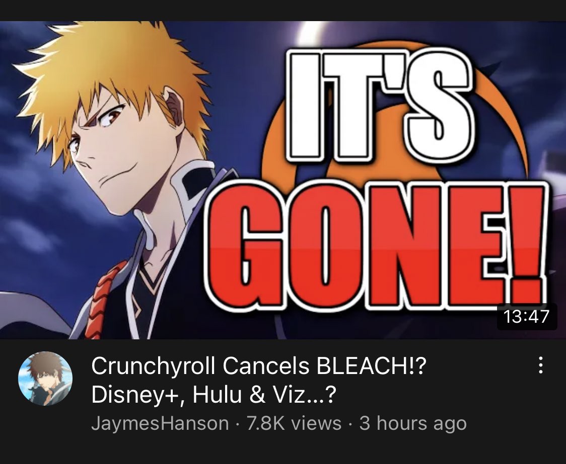 Geo on X: Wait so bleach is gone from crunchyroll entirely? Don't