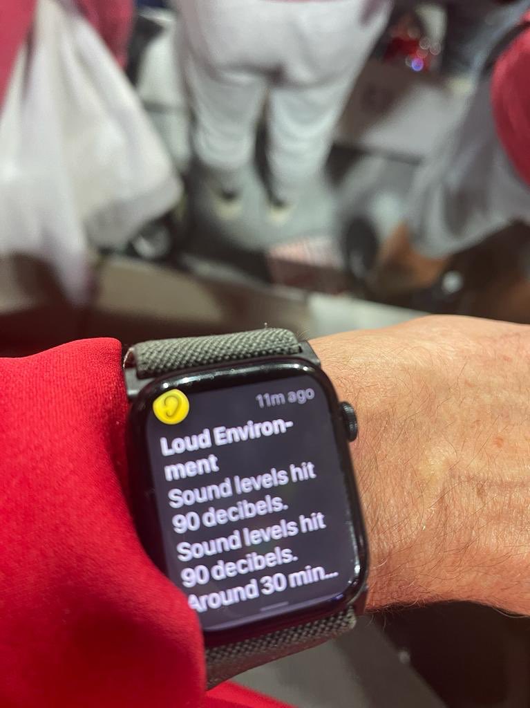 This health warning actually came up on my father’s watch when Trey just caught that TD. Shout out to the best fans on earth. #GBR