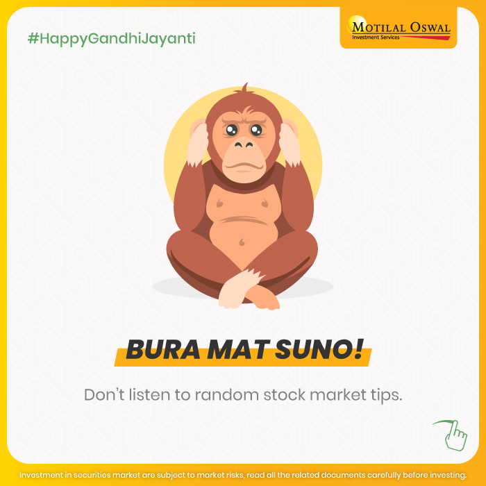 MotilalOswalLtd's tweet photo. There is so much to learn from the teaching and principles of Mahatma Gandhi.
On this occasion of Gandhi Jayanti, let's incorporate a few stock market lessons from his 3 wise monkeys!
#MotilalOswal #GandhiJayanti #MahatmaGandhi #3wisemonkeys https://t.co/S0MH2JE1Sh