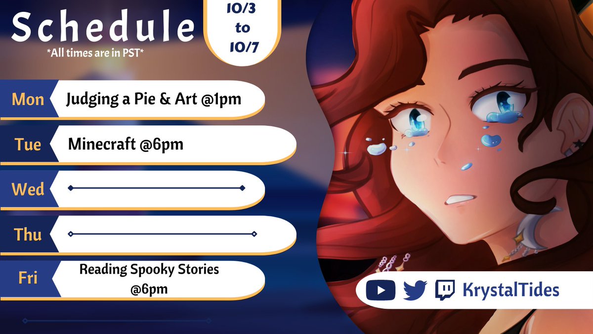 KrystalTides's tweet photo. ✨🌊Pie, games, and spooky stories to start off this fall :3🌊✨
-
🌙Fan Art: #tinystarart
🔴Live Tag: #StarryLighthouse
🎨My artwork: #Artist_intheStars https://t.co/dFc7AzoBn2