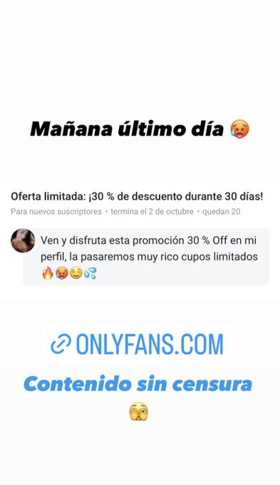 Aprovechen mi Onlyfans esta con descuento a $ 4,89 solo hasta ma&ntilde;ana cupos limitados 🥵 https://t.co/PV3G9hG46Z<a href="/tag/onlyfanslatinas"class="tags"><span>#onlyfanslatinas</span></a>