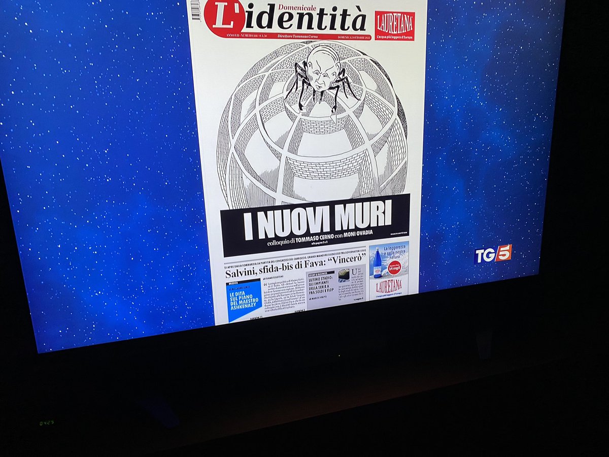 ITolettini's tweet photo. Oggi 2 ottobre ne L’Identità di Tommaso Cerno la stimolante intervista a Moni Ovadia sui nuovi Muri: confini, democrazia, guerra, nazionalismo. C’è anche un mio contributo sulla crisi della Lega e la leadership menomata di Salvini. Buona domenica https://t.co/ja3dqhaAfm