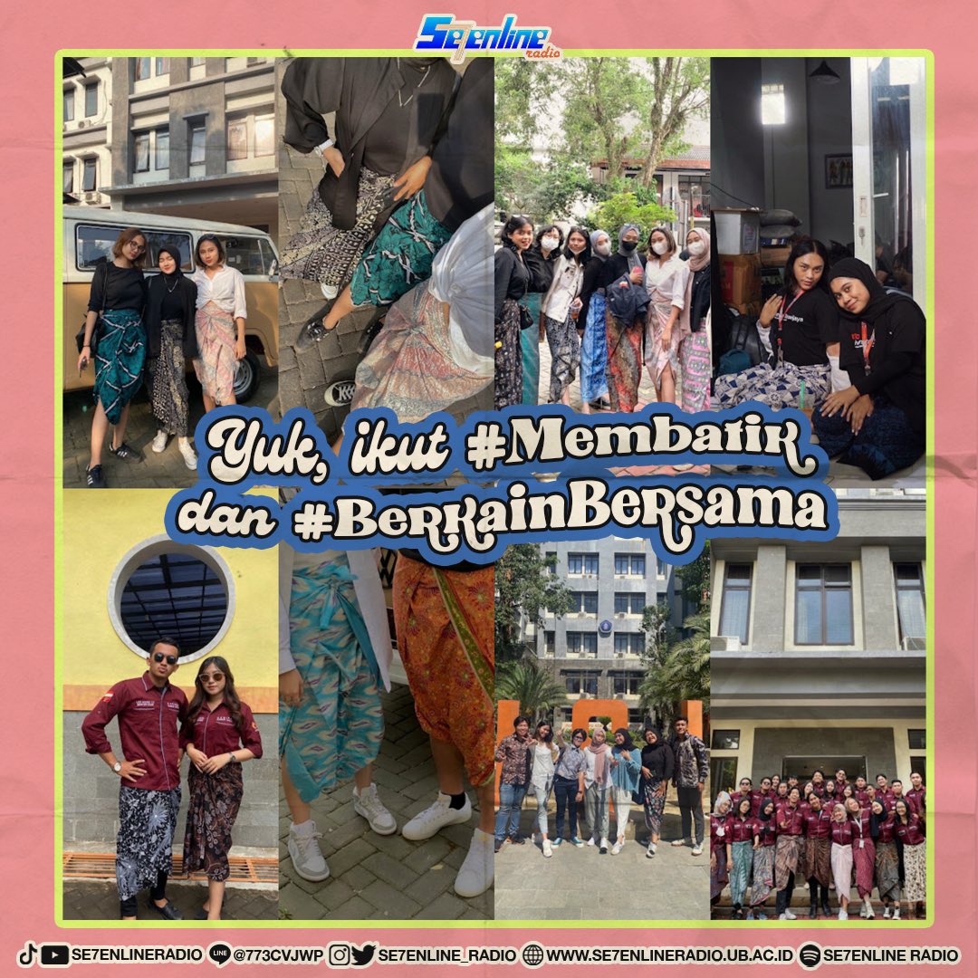 Se7enline_radio's tweet photo. Yuk ikut #membatik dan #berkainbersama Insan Muda!😚 https://t.co/GppH1dNos4