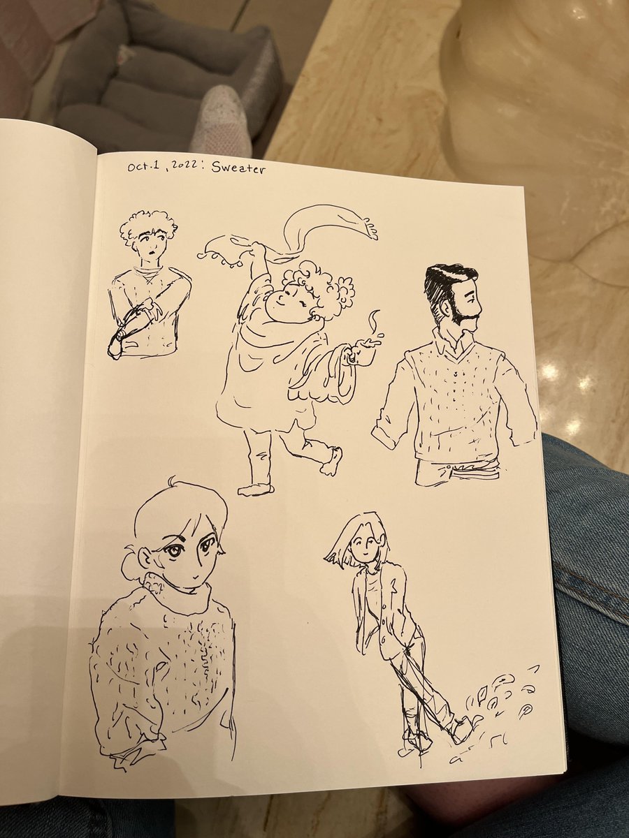 LaurelSamuelson's tweet photo. #Drawtober Day 1: Sweater
Just doodles this year using prompts from @codibearscave's 2020 list. #Inktober2022 Substitute https://t.co/dtoskHl6cg
