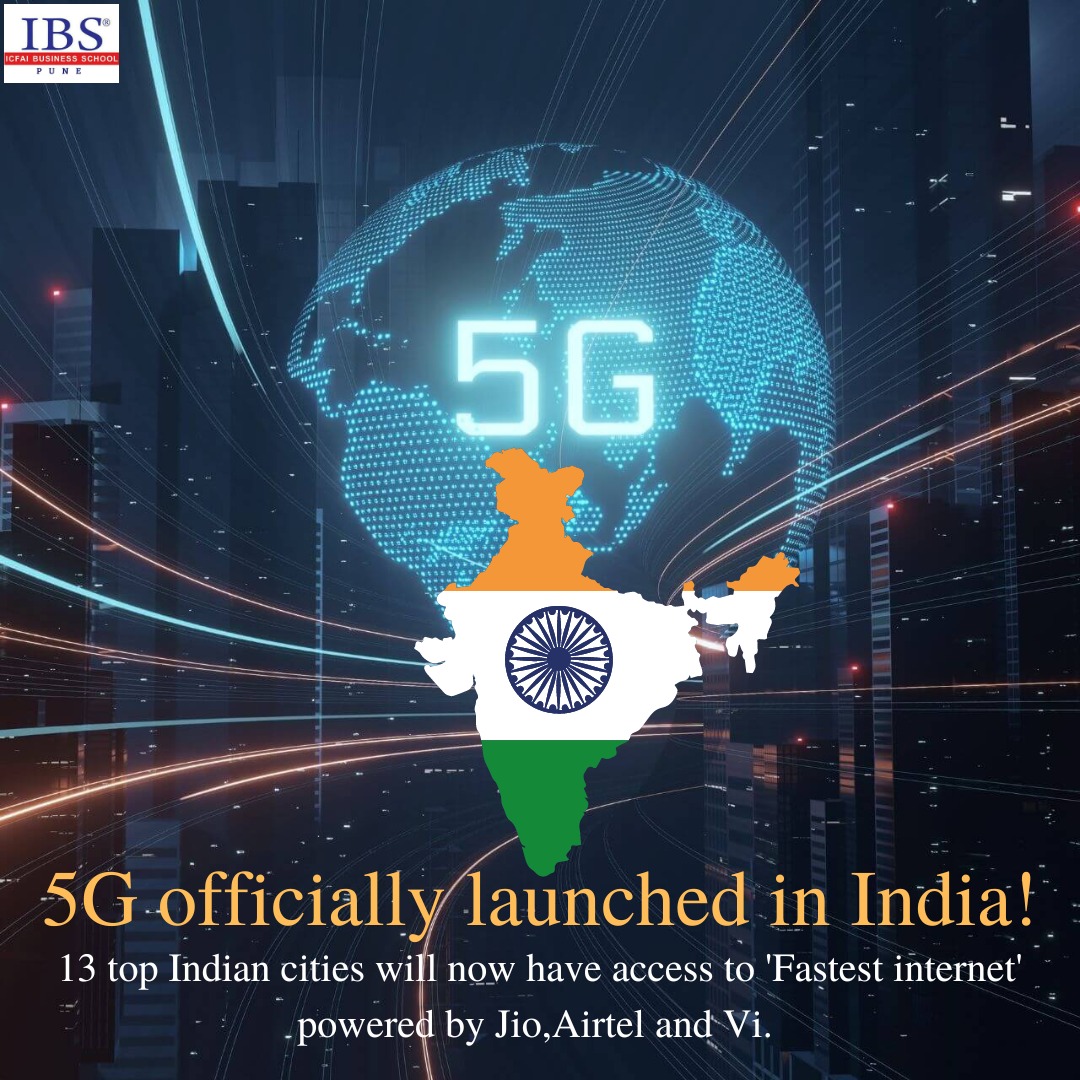 PuneIbs's tweet photo. Historic event for India!!
The future of Internet "5G”which will revolutionise the Telecom industry has finally been unraveled. An era of ultra high-speed internet is here.
#5G #internet #digitalinida #ibs #icfai #mba #ibspune https://t.co/vqmESHScSg