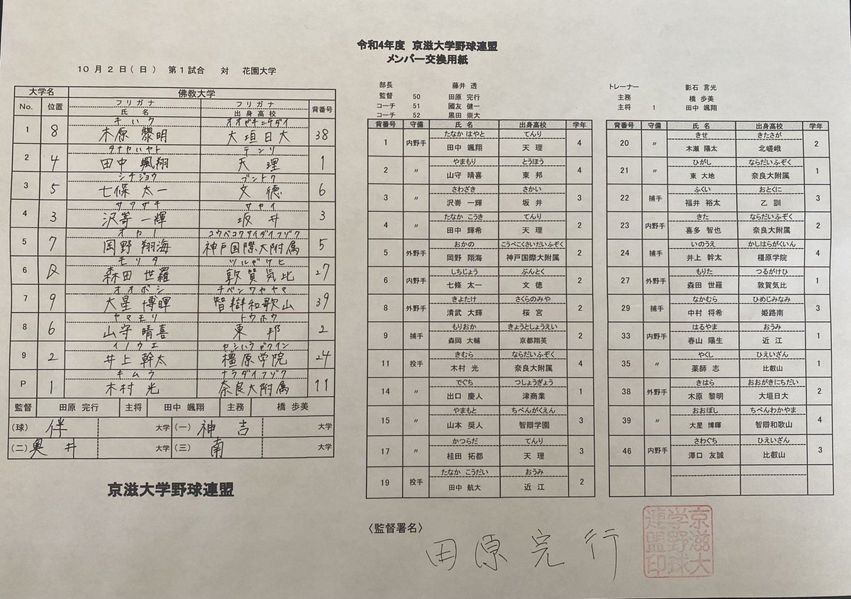 京滋大学野球連盟 on Twitter 