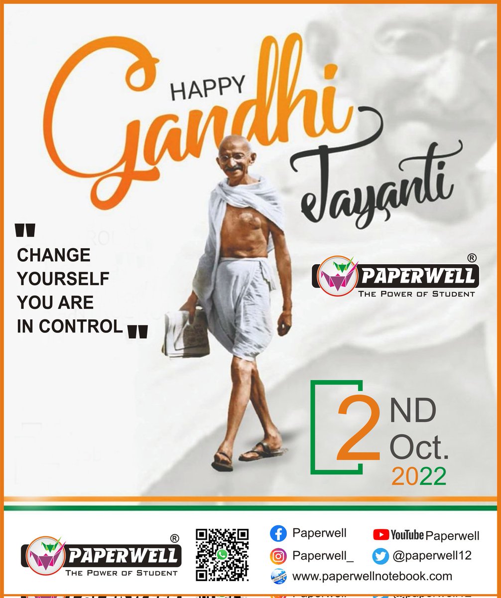 paperwell12's tweet photo. “Be the change that you wish to see in the world.” 
.
#gandhijayanti #mahatmagandhi #mahatmagandhiquotes #2october #gandhi #paperwellnotebook #paperwell https://t.co/0x0yaR9zSf