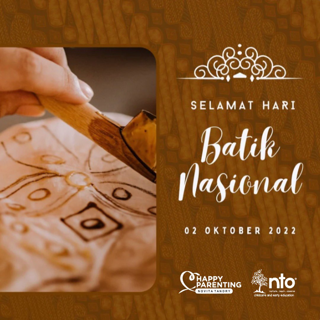 Official_HPNT's tweet photo. #happyparenting #happyparentingwithnovitatandry #happyparentingschool #parenting #tipsparenting #parentingtips #earlychildhoodeducation #nurture #teach #observe #ntodaycare #ntochildcareandearlychildhoodeducation #ntochildcare #HariBatikNasional #HariBatik #batik https://t.co/8aydhKIpv9