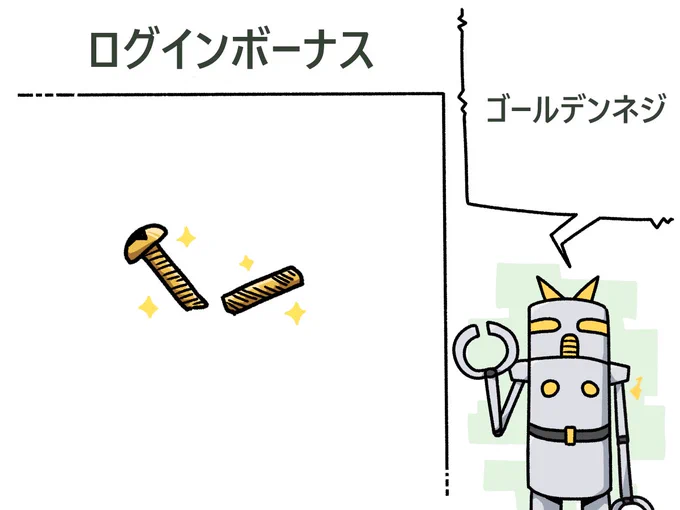 今日ノ ログインボーナス 『ゴールデンネジ』 デス 