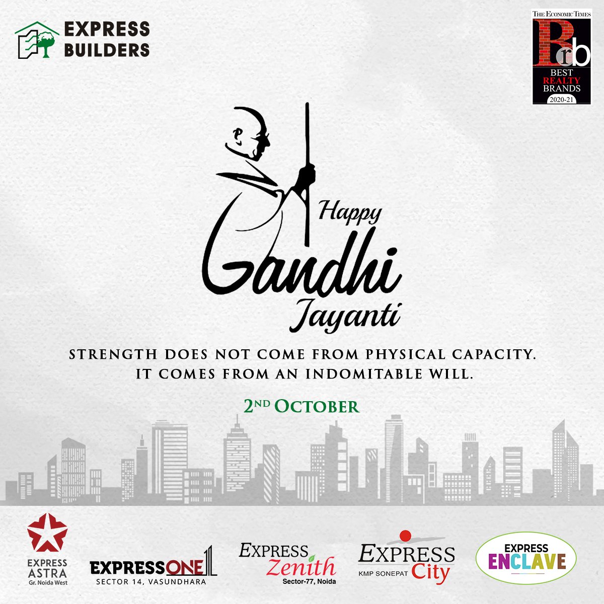 ExpressBuildrs's tweet photo. May the spirit of truth and non-violence be with us always. #HappyGandhiJayanti #2October #GandhiJayanti #ExpressBuilders https://t.co/sOnZuJsS0u