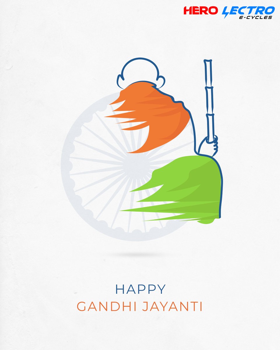 HeroLectro's tweet photo. Happy Gandhi Jayanti from the Hero Lectro family.

#HeroLectro #Hero #CityCommute #CityExploration #eCycles #ebikes #Cycling #ElectricVehicles #FutureOfCommute #RideTheCharge #RideWithPride #WantItFlauntIt #NewModels #NewEBikes  #GandhiJayanti #Gandhi #FatherOfTheNation #Bapu https://t.co/hF6LR0UoT0