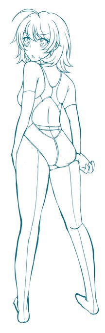 競泳水着×パンスト×ラバースーツちゃんのラフ絵
この前描いた競泳水着ちゃん(2枚目)に着てもらいました(*`ω` *) 