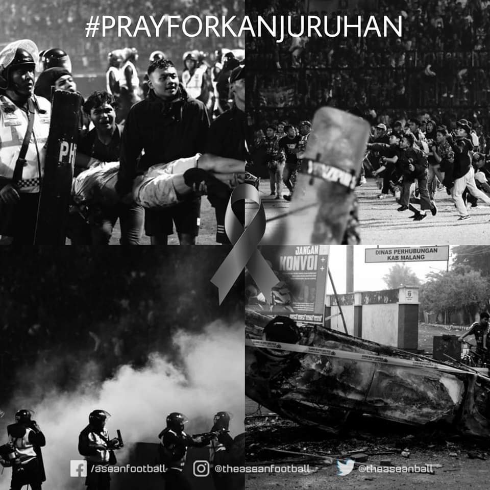 🖤 Last night's riot in the Arema vs Persebaya match was one of the most damaging riots in the history of world football.

🙏We ( Asean Football) send our condolences to the victims and call for the solidarity of Indonesian and Asean fans at this time.

#ASEANFOOTBALL #LIGA1