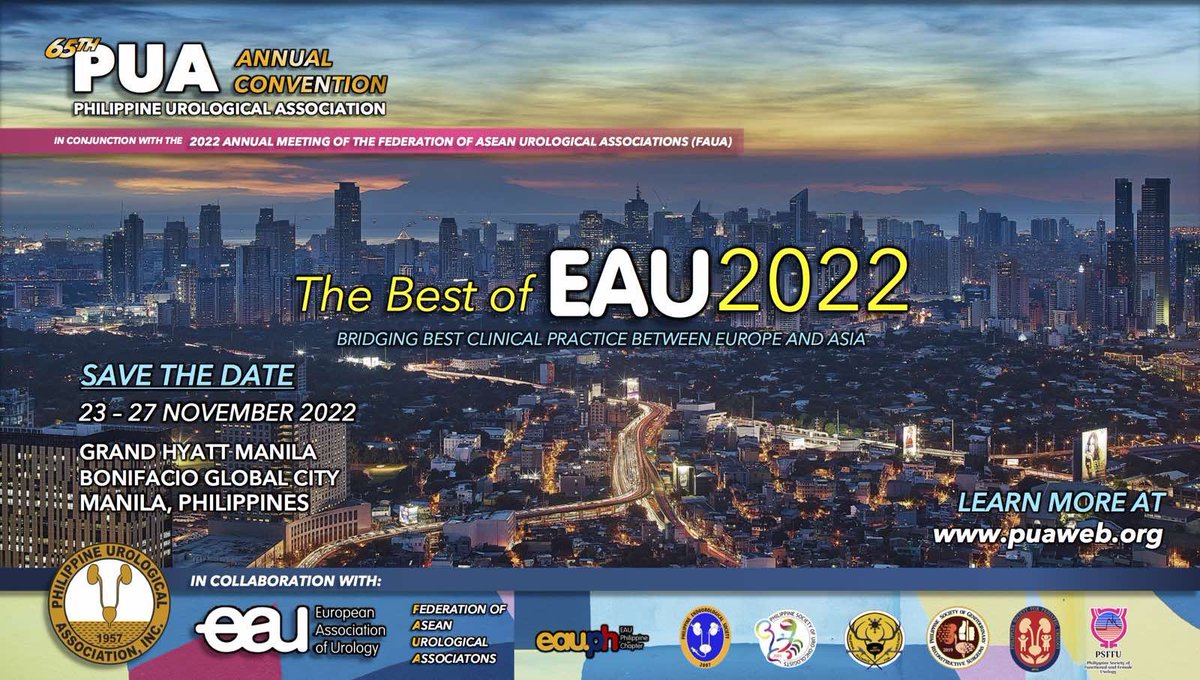 It is my honor, as this year’s overall scientific chair, to invite everyone to the Philippine Urological Association annual convention (Nov 23-27, 2022)