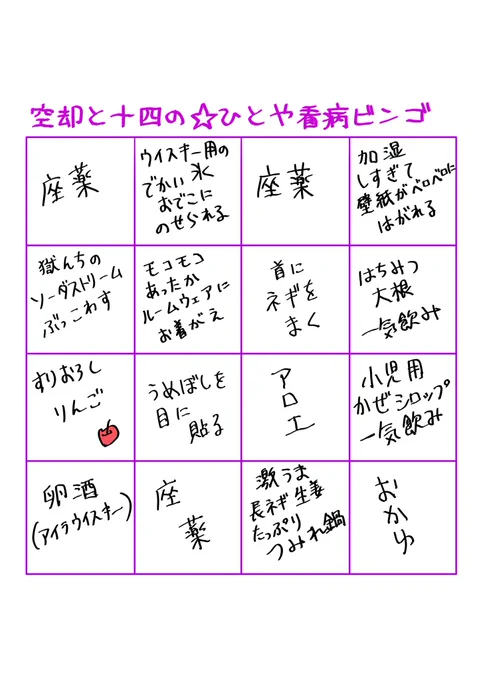 ひとやサン看病ビンゴつくった ドラパたのしみ... 