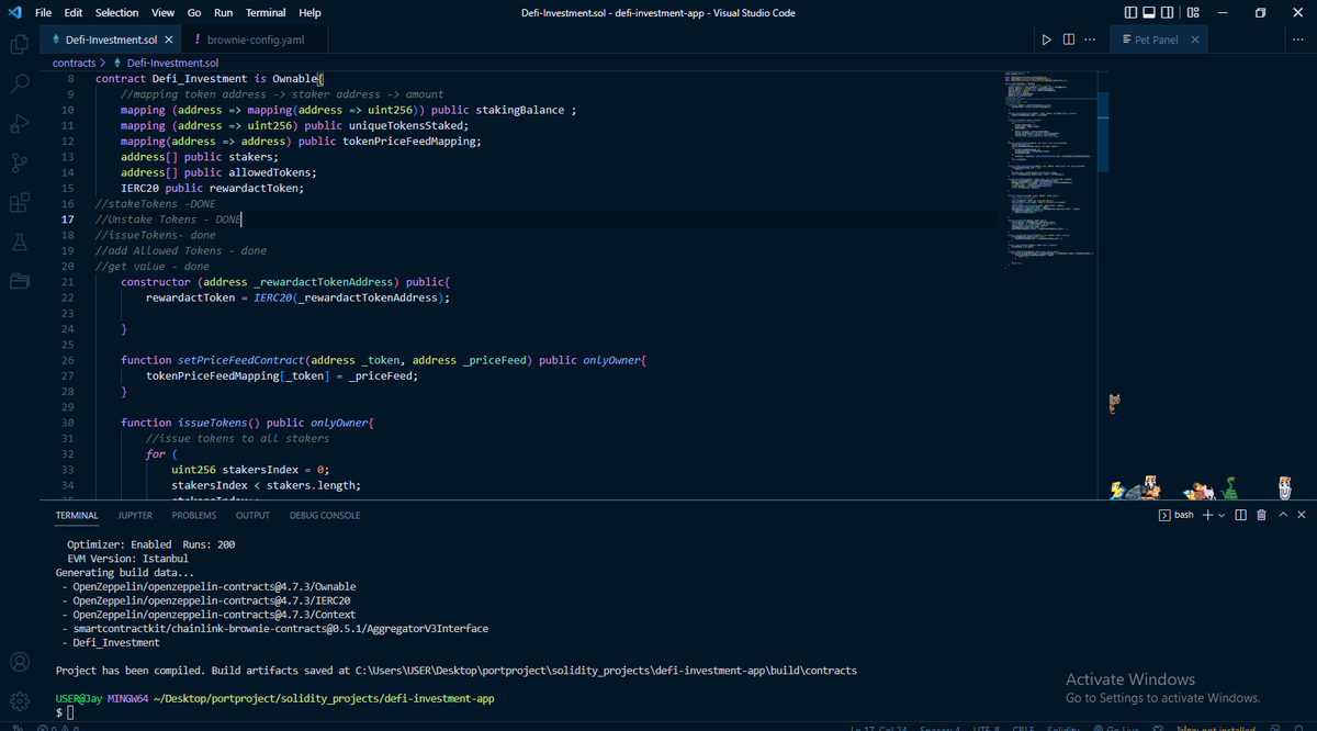 Johnson__Cipher's tweet photo. so far, i have succeeded in writing the solidity code to #stake, #unstake, #issueTokens, #addAllowedTokens, #getValue. a little bit of work still need for the back end to be perfected.
#100daysofcoding #100DaysOfCode #web3community #DeFi #SOLIDITY https://t.co/Zsynd9nRpM