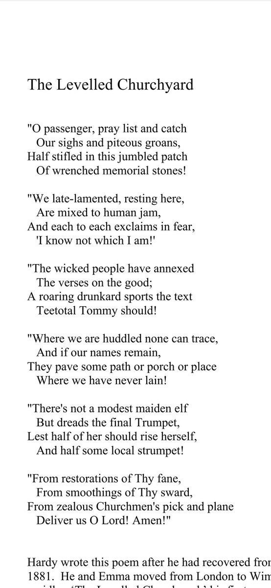 teatime74's tweet photo. @JayHulmePoet @JayHulmePoet Bringing to mind Thomas Hardy's poem The Levelled Churchyard ("human jam" 😯) https://t.co/OD7NA9TbGz
